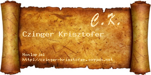 Czinger Krisztofer névjegykártya
